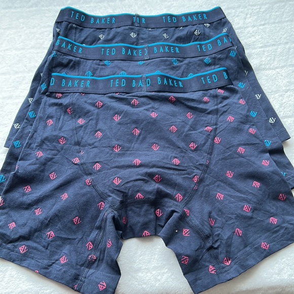 (3) Ted Baker Cotton Stretch Boxer Briefs- Navy Logo Print - Picture 11 of 11